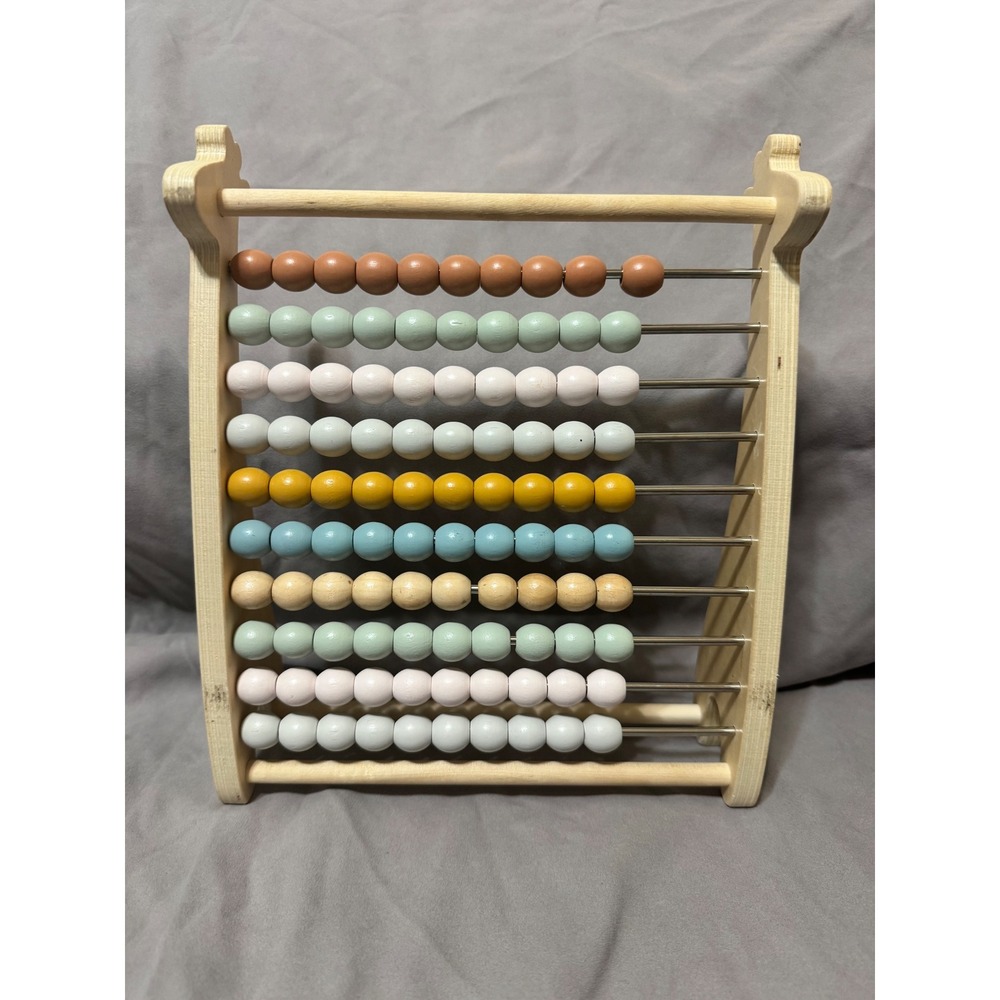 Wooden Giraffe Abacus‎ Toy Educational Counting 100 Beads Muted Colors Toy